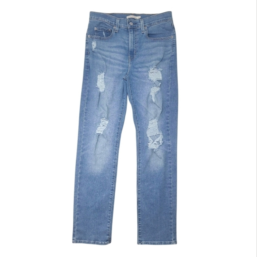 Levi 724 High Rise Slim Straight Distressed Jeans Size 29
